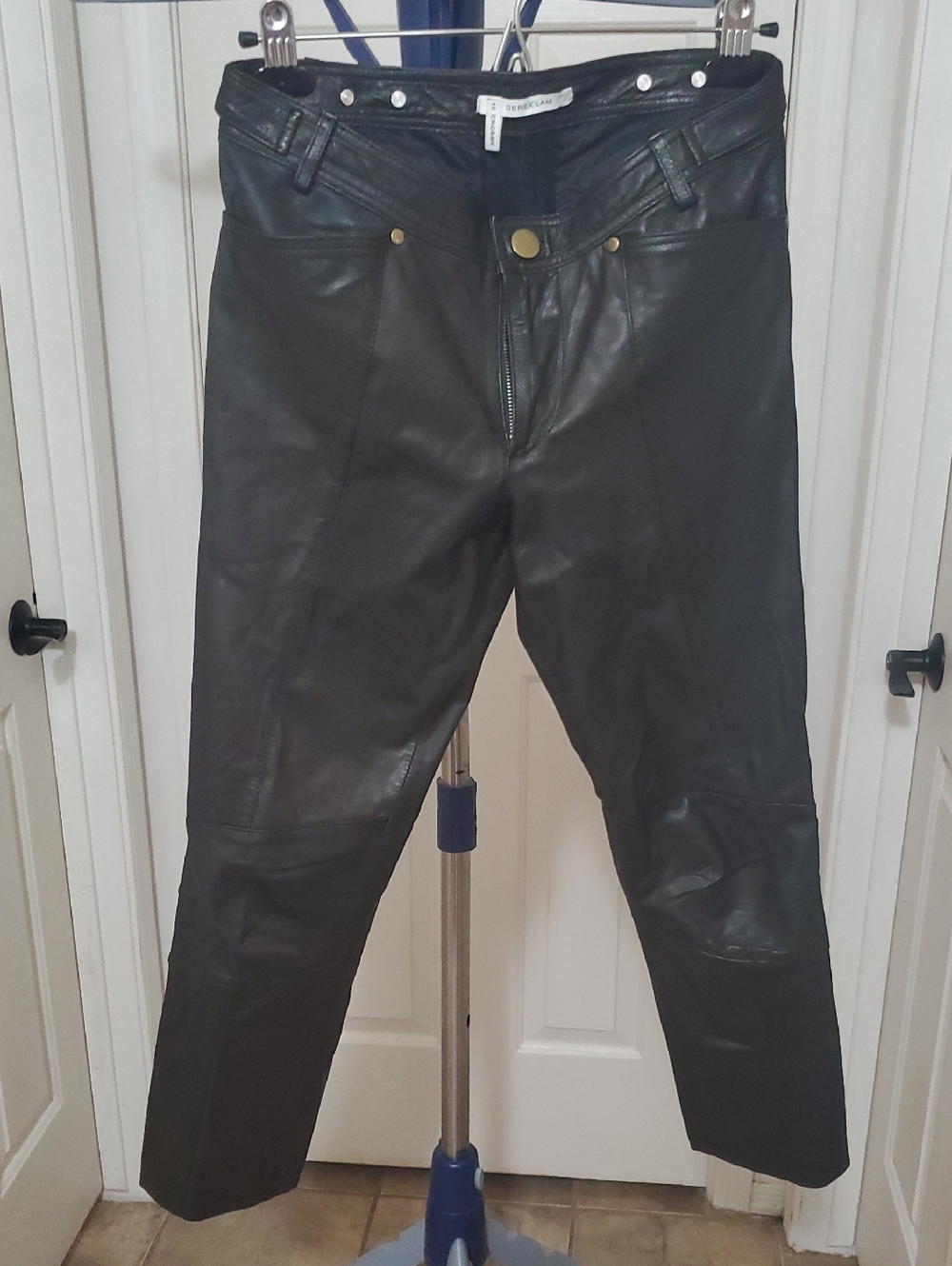 10 Crosby Derek Lam Black Straight-Leg Leather Jeans